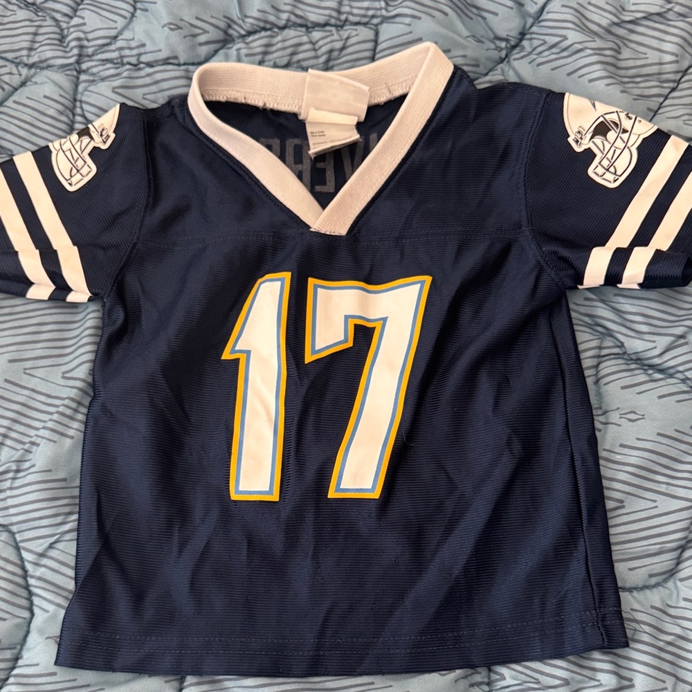 NFL Navy Kids Football Jersey with White and Yellow Number 17
